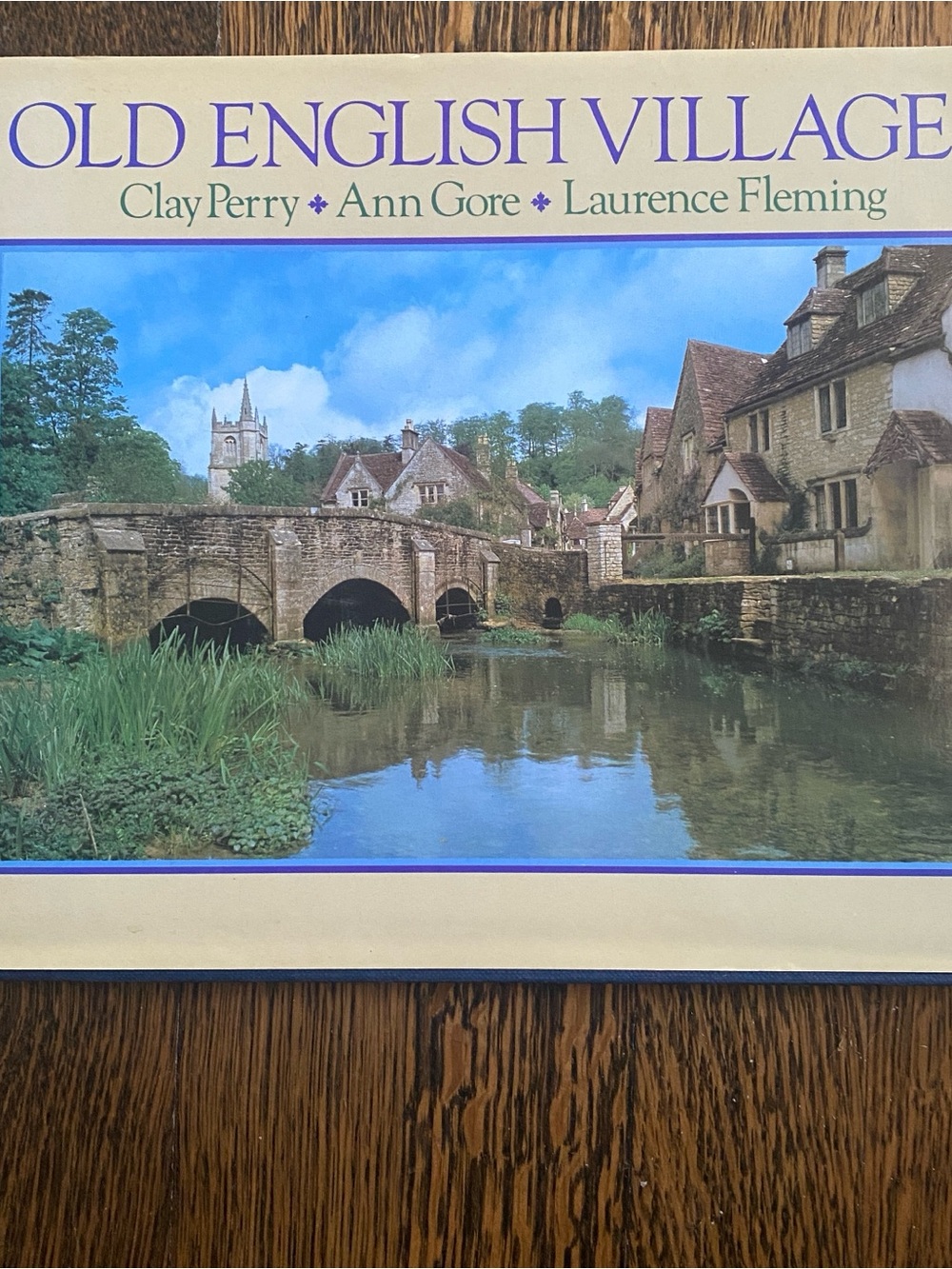 Old English Village Illustrated Poster - Blue, Cream, Green